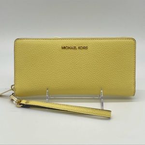 Michael Kors Continental Wallet Wristlet Leather Yellow
